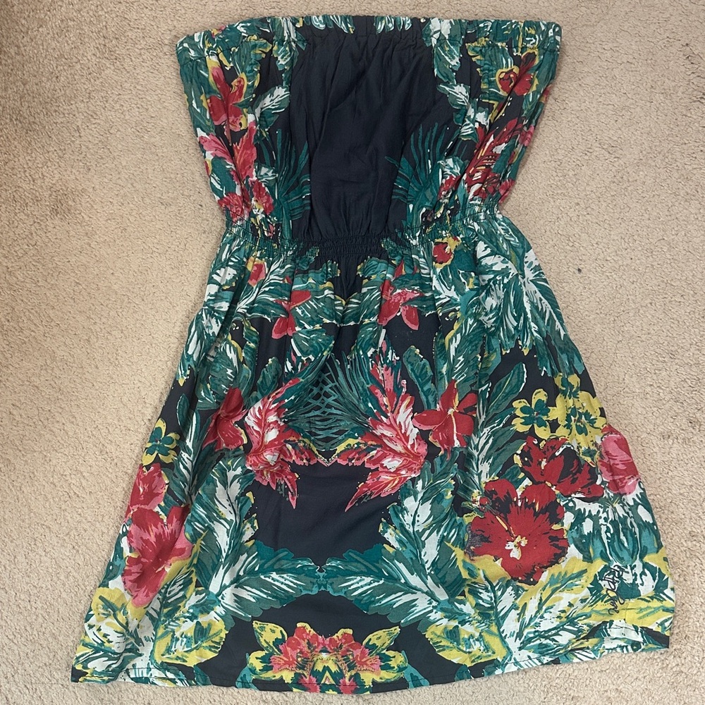 Rip Curl Floral Strapless Top - Black, Green, Red
